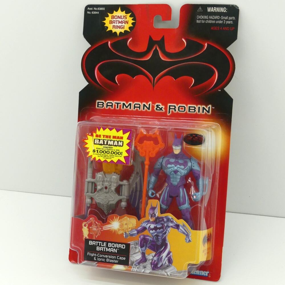 Batman & Robin Battle Board Batman Action Figure W/ Bonus Batman Ring New